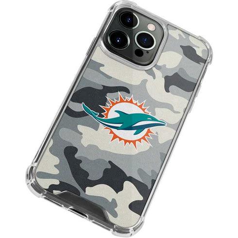 NFL Miami Dolphins Camo iPhone 15 Pro Clear Case