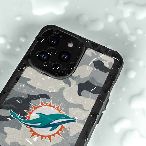 NFL Miami Dolphins Camo iPhone 14 Pro Waterproof Case