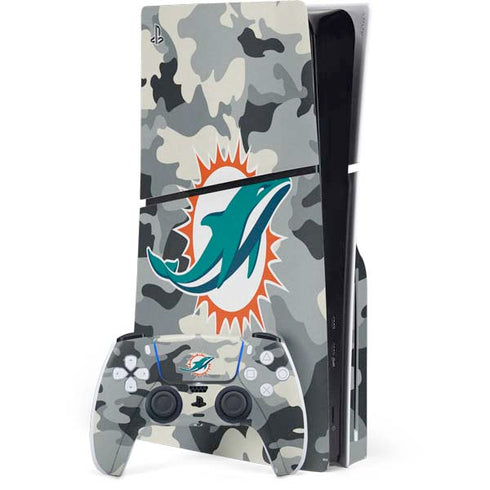 NFL Miami Dolphins Camo PS5 Slim Disk Bundle Skin