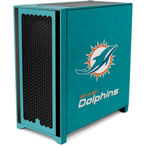 NFL Miami Dolphins Distressed- Aqua Corsair 4000D Tempered Glass Mid-Tower ATX Case Skin