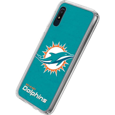 NFL Miami Dolphins Distressed- Aqua Galaxy A10e Clear Case