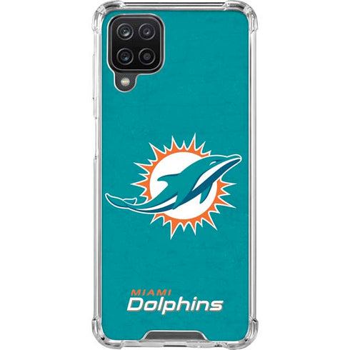 NFL Miami Dolphins Distressed- Aqua Galaxy A12 Clear Case