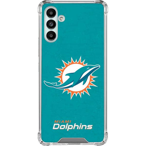 NFL Miami Dolphins Distressed- Aqua Galaxy A13 5G Clear Case