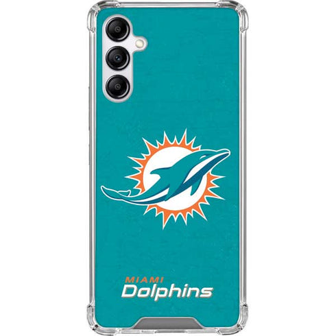 NFL Miami Dolphins Distressed- Aqua Galaxy A14 5G Clear Case