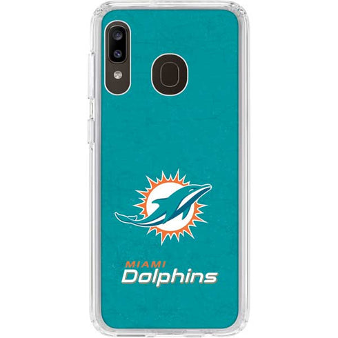 NFL Miami Dolphins Distressed- Aqua Galaxy A20 Clear Case