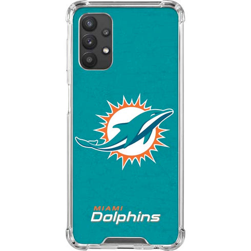 NFL Miami Dolphins Distressed- Aqua Galaxy A32 5G Clear Case