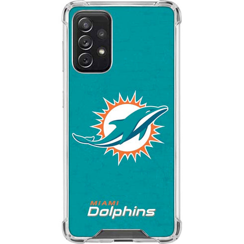 NFL Miami Dolphins Distressed- Aqua Galaxy A72 5G Clear Case