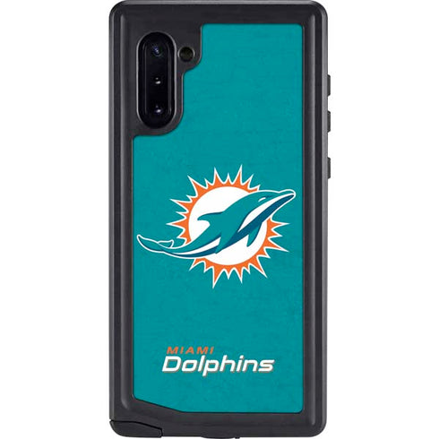 NFL Miami Dolphins Distressed- Aqua Galaxy Note 10 Waterproof Case