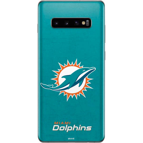 NFL Miami Dolphins Distressed- Aqua Galaxy S10 Plus Skin