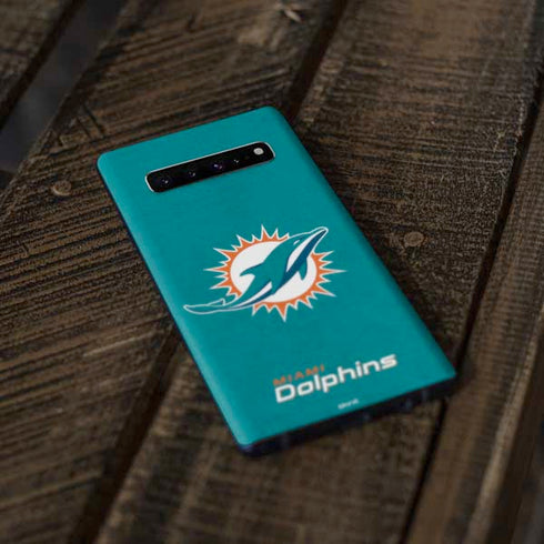 NFL Miami Dolphins Distressed- Aqua Galaxy S10 Plus Skin