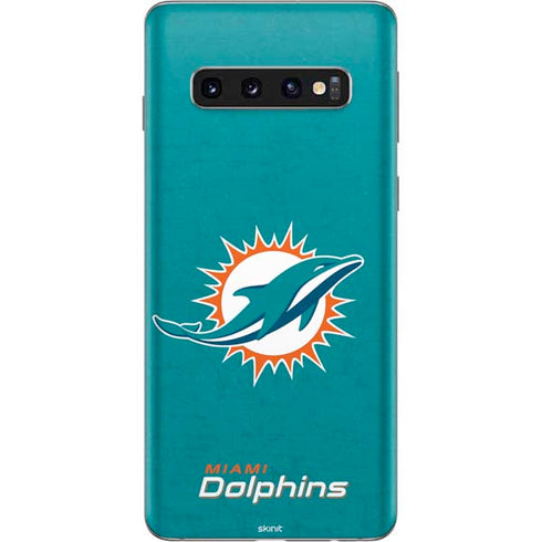 NFL Miami Dolphins Distressed- Aqua Galaxy S10 Skin