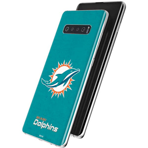 NFL Miami Dolphins Distressed- Aqua Galaxy S10 Skin