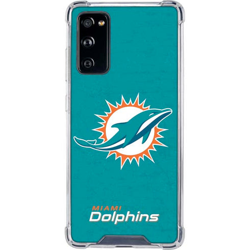 NFL Miami Dolphins Distressed- Aqua Galaxy S20 FE Clear Case