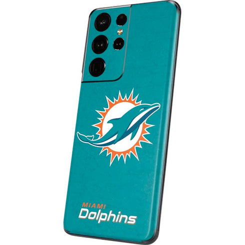 NFL Miami Dolphins Distressed- Aqua Galaxy S21 Ultra 5G Skin