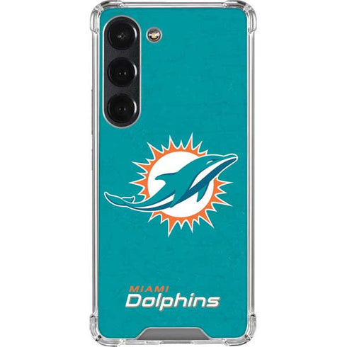 NFL Miami Dolphins Distressed- Aqua Galaxy S23 Clear Case