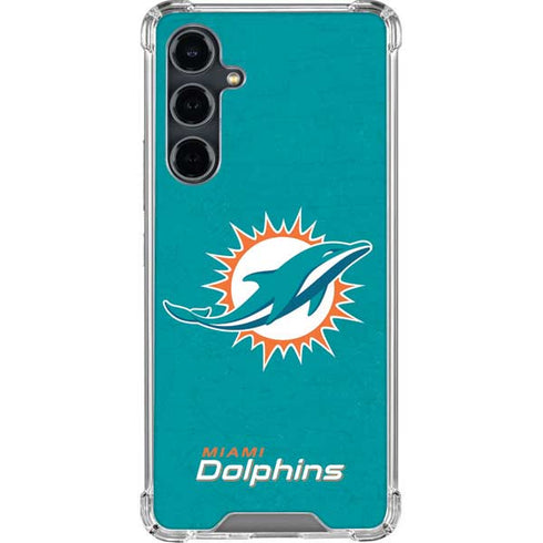 NFL Miami Dolphins Distressed- Aqua Galaxy S23 FE Clear Case