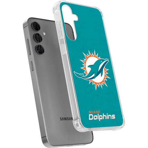 NFL Miami Dolphins Distressed- Aqua Galaxy S24 Plus Clear Case