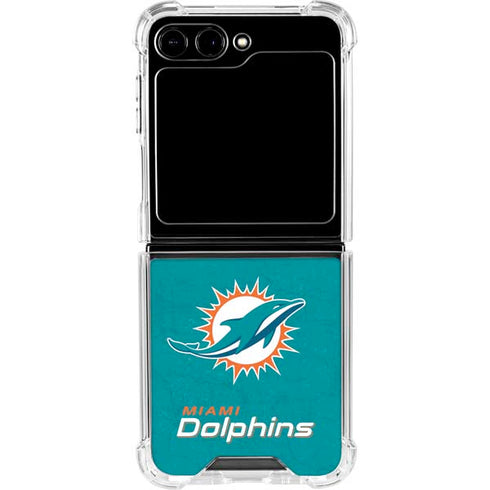 NFL Miami Dolphins Distressed- Aqua Galaxy Z Flip5 5G Clear Case