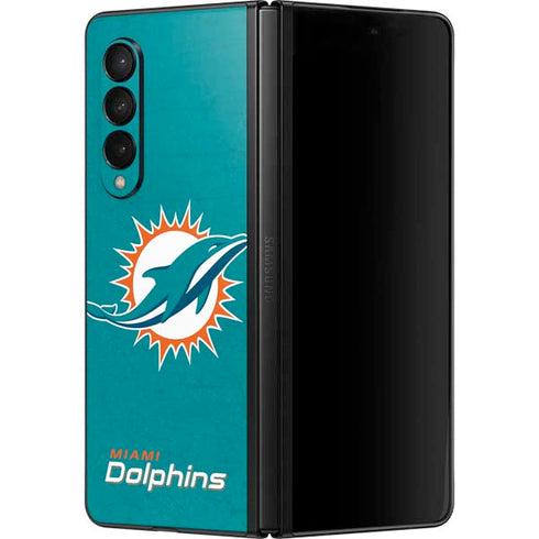 NFL Miami Dolphins Distressed- Aqua Galaxy Z Fold3 5G Skin