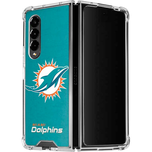 NFL Miami Dolphins Distressed- Aqua Galaxy Z Fold4 5G Clear Case