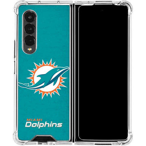 NFL Miami Dolphins Distressed- Aqua Galaxy Z Fold4 5G Clear Case