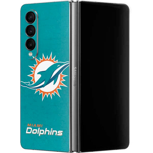 NFL Miami Dolphins Distressed- Aqua Galaxy Z Fold4 5G Skin