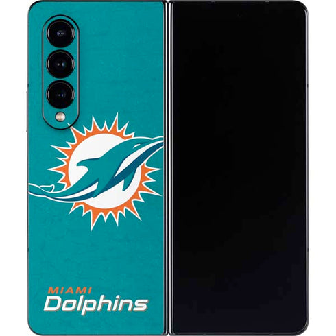 NFL Miami Dolphins Distressed- Aqua Galaxy Z Fold4 5G Skin