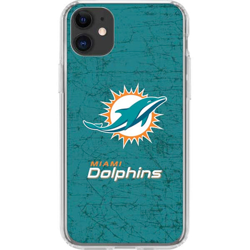 NFL Miami Dolphins Distressed- Aqua iPhone 11 Clear Case