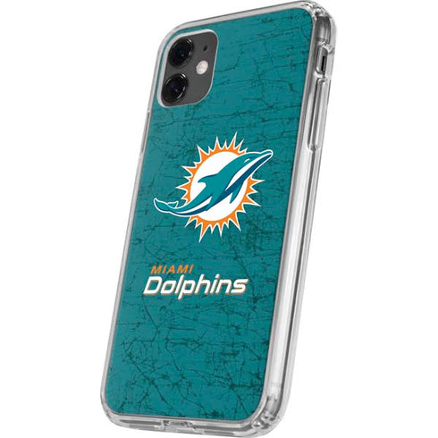 NFL Miami Dolphins Distressed- Aqua iPhone 11 Clear Case