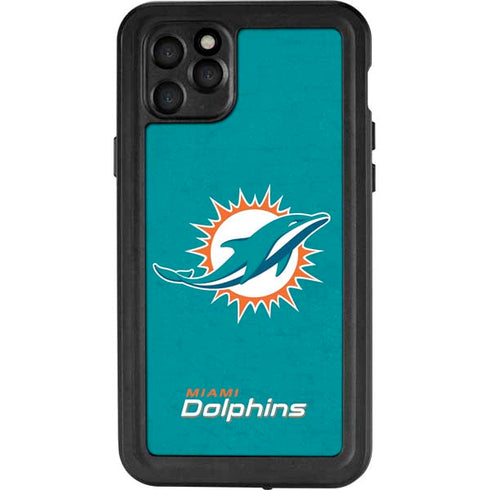 NFL Miami Dolphins Distressed- Aqua iPhone 11 Pro Max Waterproof Case