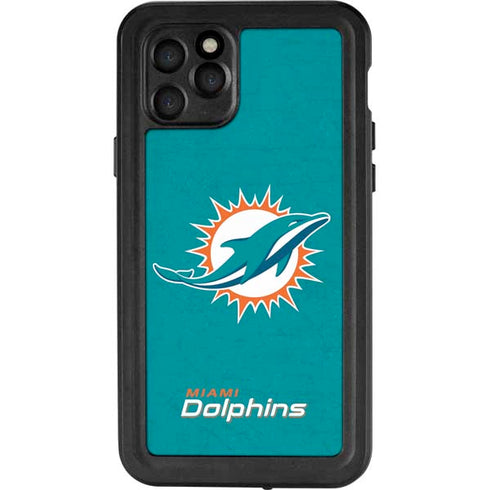 NFL Miami Dolphins Distressed- Aqua iPhone 11 Pro Waterproof Case
