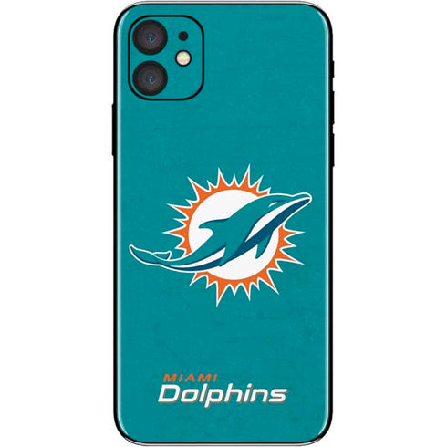 NFL Miami Dolphins Distressed- Aqua iPhone 11 Skin