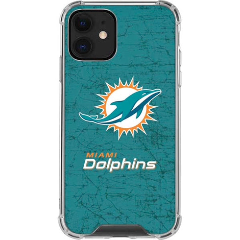 NFL Miami Dolphins Distressed- Aqua iPhone 12 Clear Case