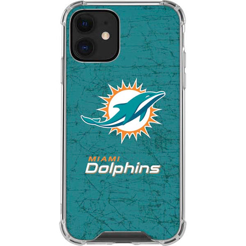 NFL Miami Dolphins Distressed- Aqua iPhone 12 Mini Clear Case