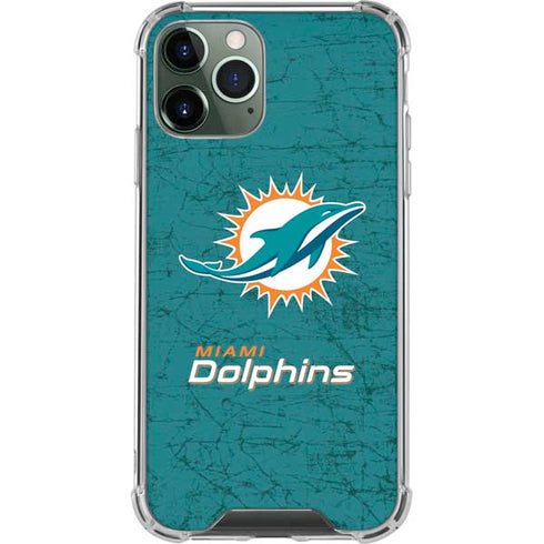 NFL Miami Dolphins Distressed- Aqua iPhone 12 Pro Clear Case