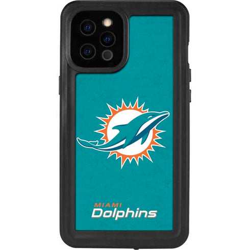 NFL Miami Dolphins Distressed- Aqua iPhone 12 Pro Max Waterproof Case