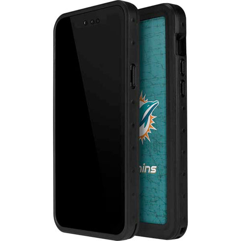 NFL Miami Dolphins Distressed- Aqua iPhone 12 Pro Waterproof Case