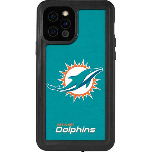 NFL Miami Dolphins Distressed- Aqua iPhone 12 Pro Waterproof Case