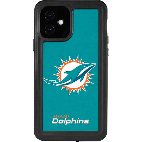 NFL Miami Dolphins Distressed- Aqua iPhone 12 Waterproof Case