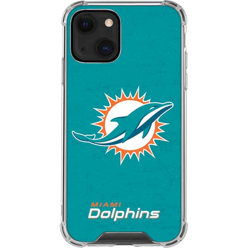 NFL Miami Dolphins Distressed- Aqua iPhone 13 Mini Clear Case