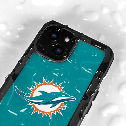 NFL Miami Dolphins Distressed- Aqua iPhone 13 Mini Waterproof Case