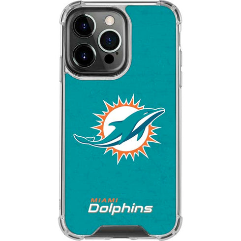 NFL Miami Dolphins Distressed- Aqua iPhone 13 Pro Clear Case