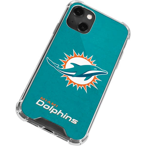 NFL Miami Dolphins Distressed- Aqua iPhone 14 Plus Clear Case