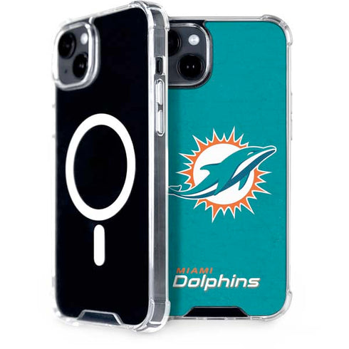 NFL Miami Dolphins Distressed- Aqua iPhone 15 Plus MagSafe Case