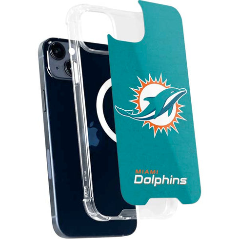 NFL Miami Dolphins Distressed- Aqua iPhone 15 Plus MagSafe Case