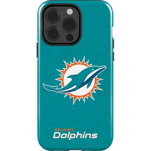 NFL Miami Dolphins Distressed- Aqua iPhone 15 Pro Impact Case