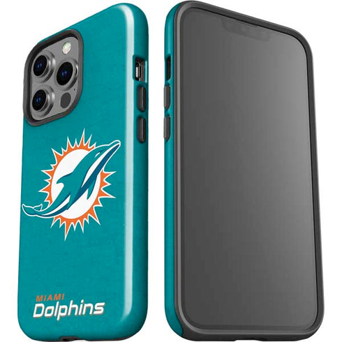 NFL Miami Dolphins Distressed- Aqua iPhone 15 Pro Impact Case
