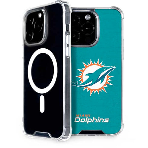 NFL Miami Dolphins Distressed- Aqua iPhone 14 Pro MagSafe Case