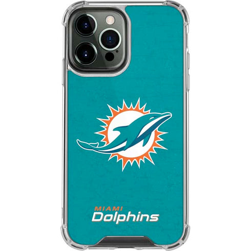 NFL Miami Dolphins Distressed- Aqua iPhone 14 Pro Max Clear Case