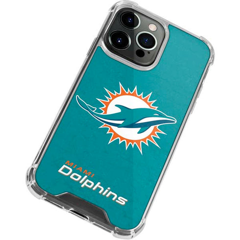 NFL Miami Dolphins Distressed- Aqua iPhone 15 Pro Max Clear Case